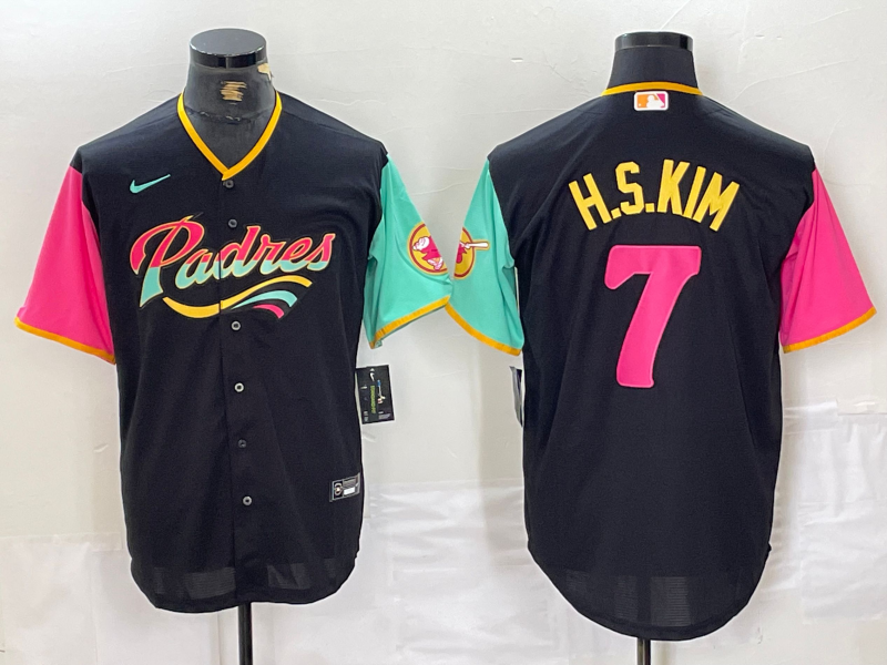Men's San Diego Padres #7 Ha-Seong Kim Black City Connect Cool Base Stitched Baseball Jersey